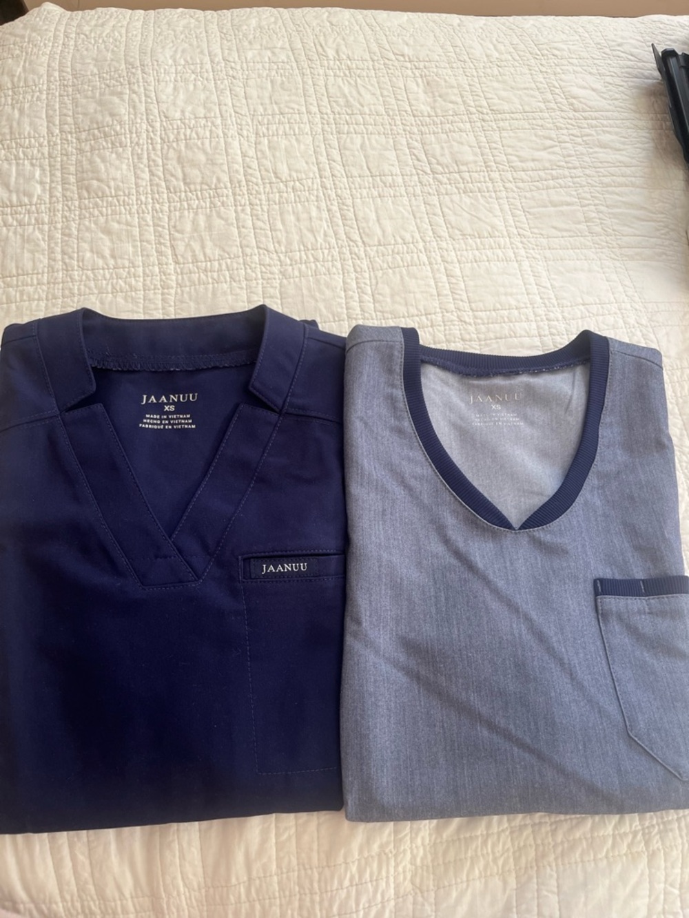 Jaanuu Navy and Light Chambray Scrubs